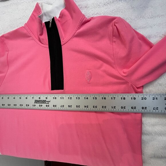 Lauren Ralph Lauren Womens Pink Long Sleeve 1/4 Zip Mock Neck Top Large Stretch - Picture 6 of 7